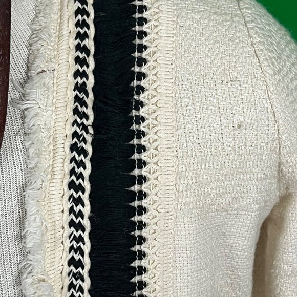 Chicos Open Front Blazer Jacket Cardigan Wool Blend Ethnic Office Career 0 / 4-6 - Picture 4 of 6